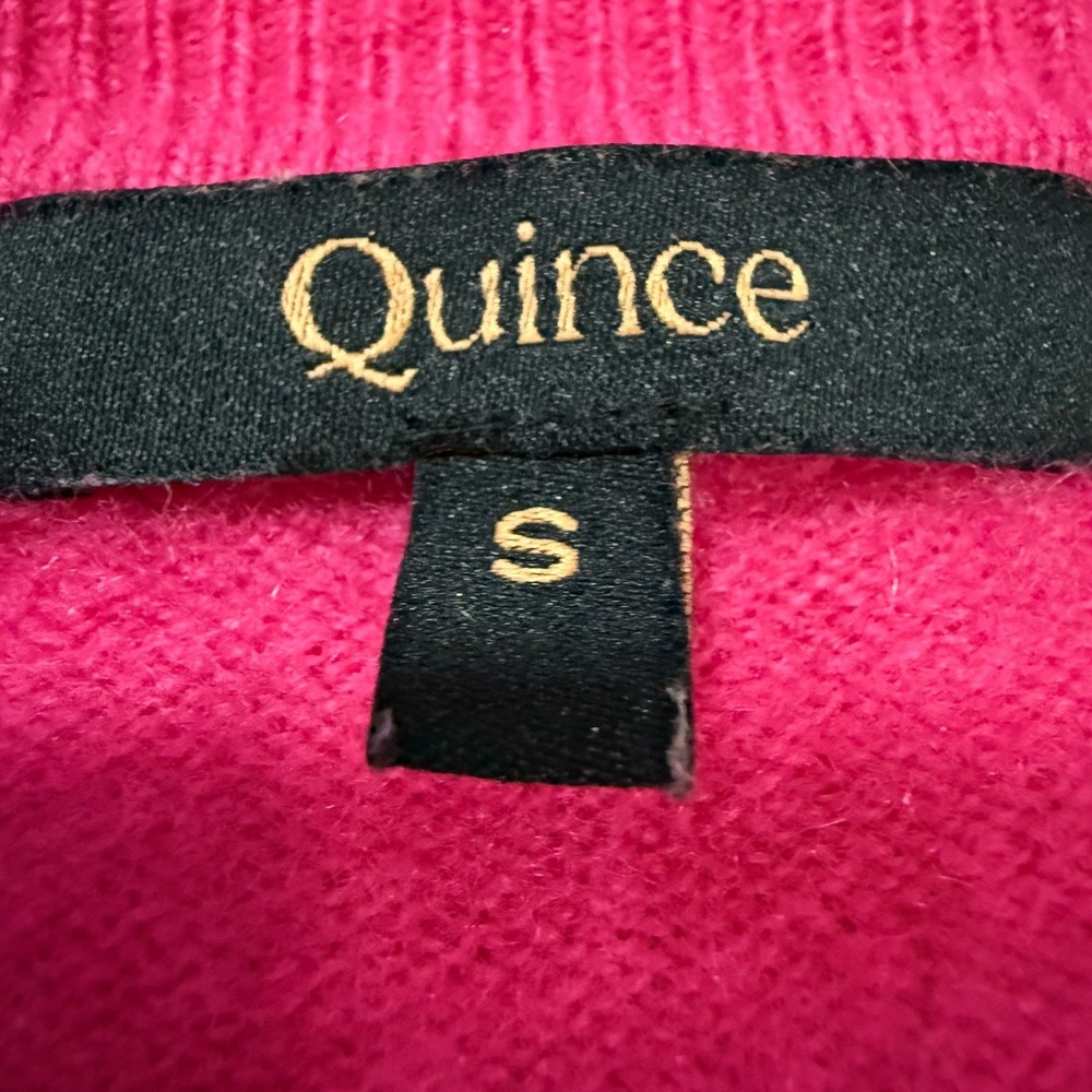 Quince Mongolian Cashmere Sweater Women's S Raspberry Pink V Neck Long Sleeve - Picture 3 of 7